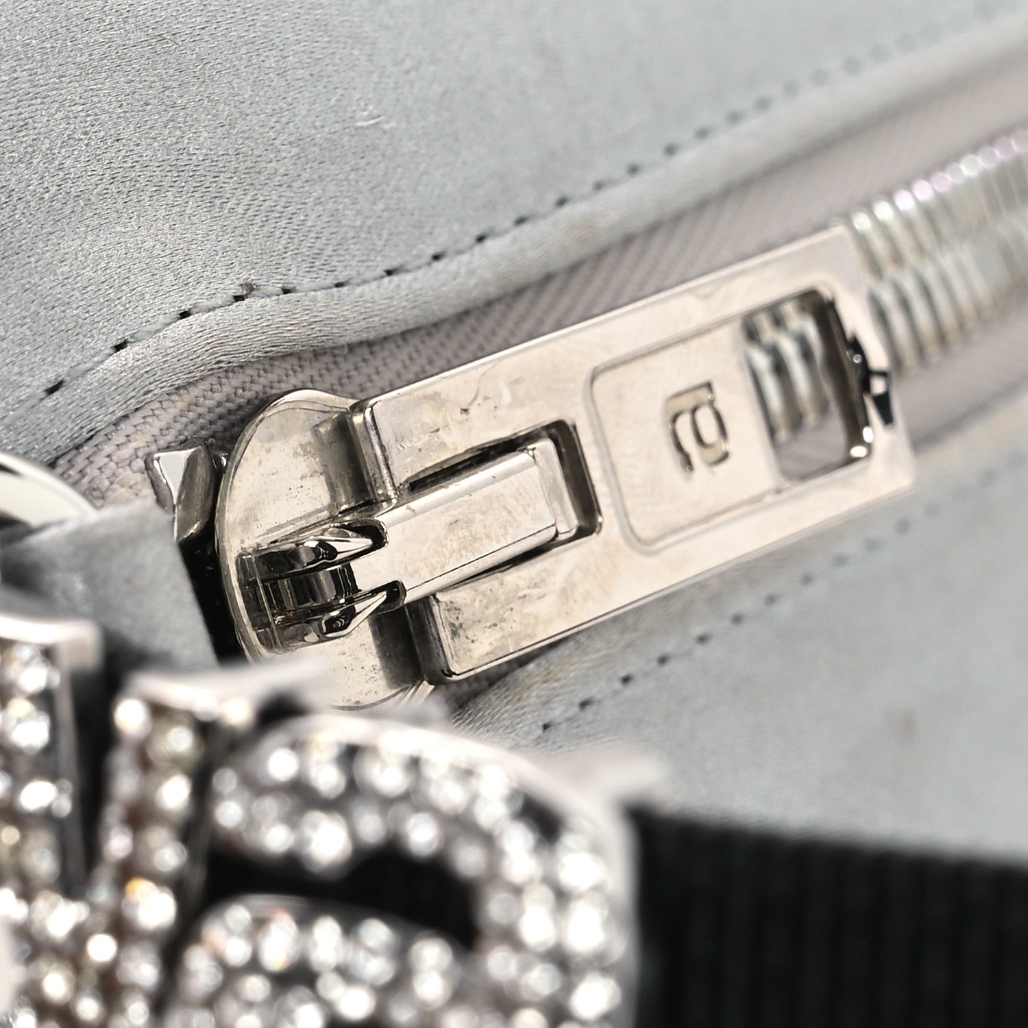 Satin Crystal Heiress Pouch Silver