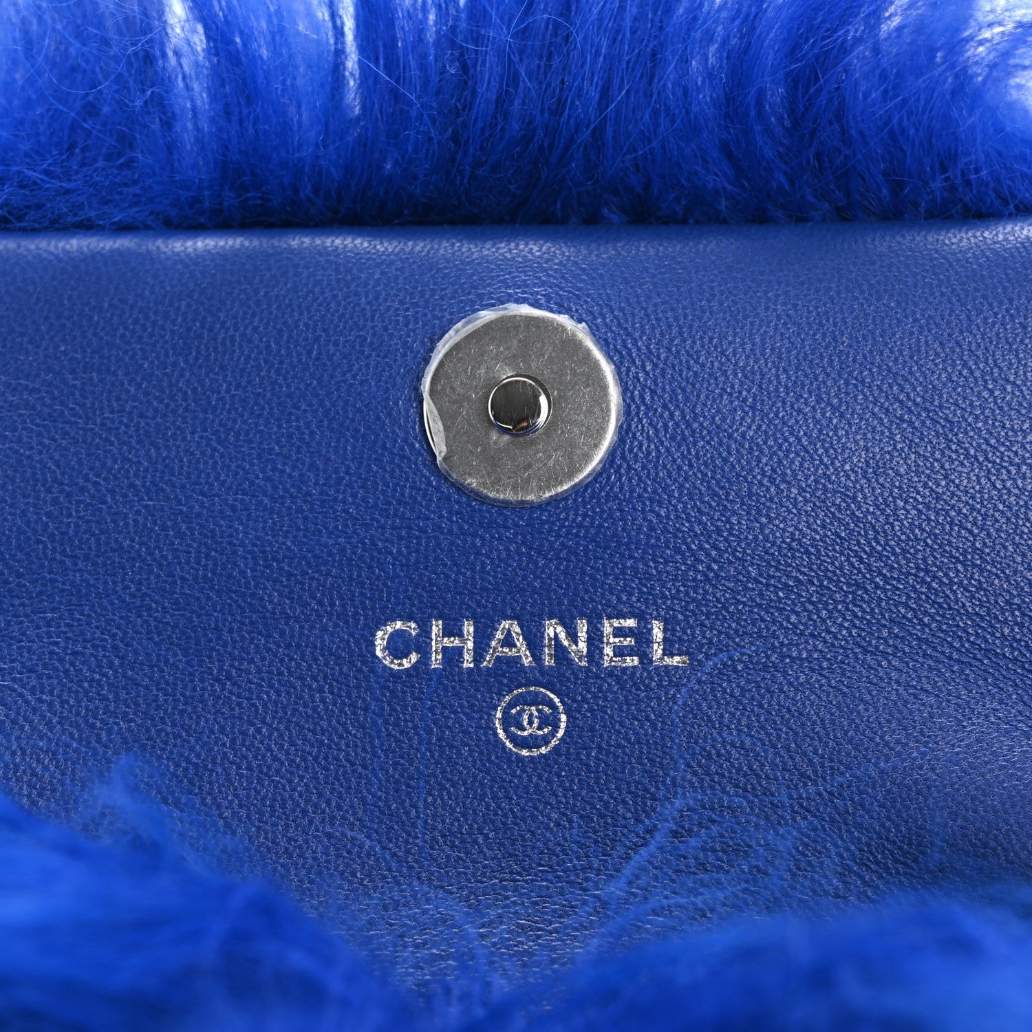 Shearling Lambskin CC Hook  Holder Blue