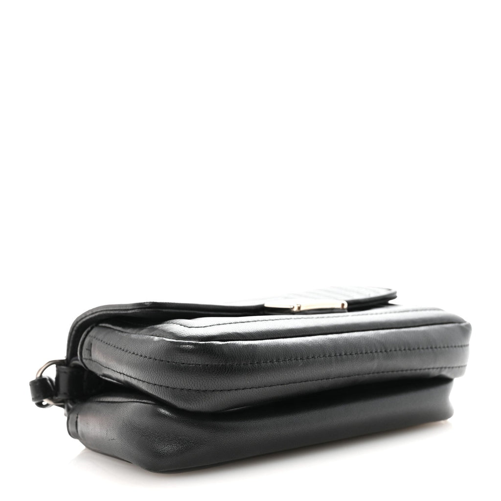 Shiny Nappa Trapuntata Micro Double Baguette Black