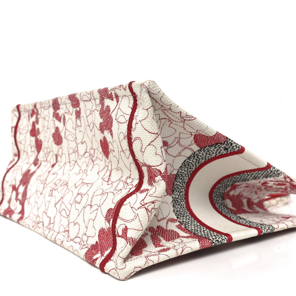 Canvas Embroidered Medium Dioramour D-Royaume Book Tote Red Multicolor