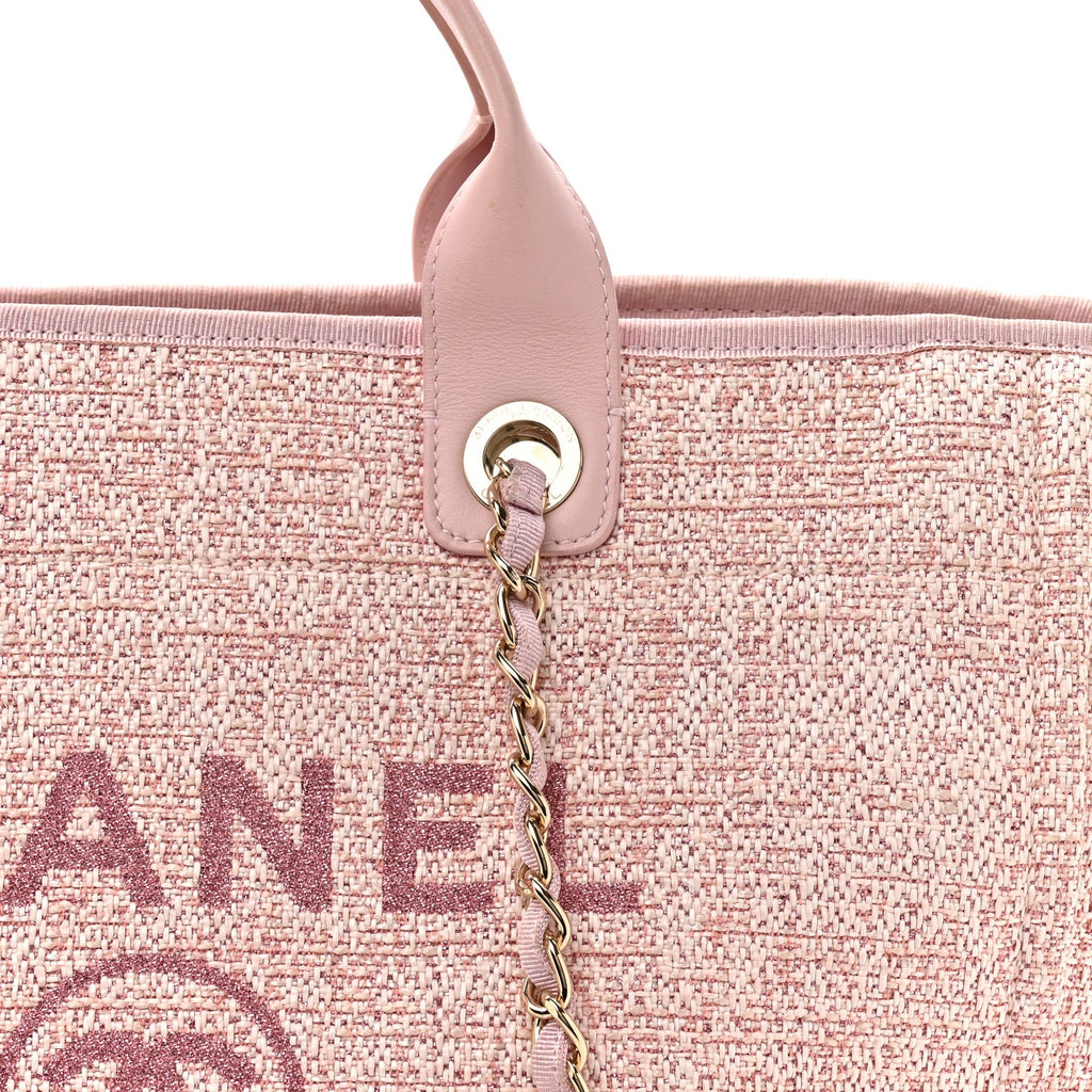 Lurex Boucle Deauville Medium Tote  Pink
