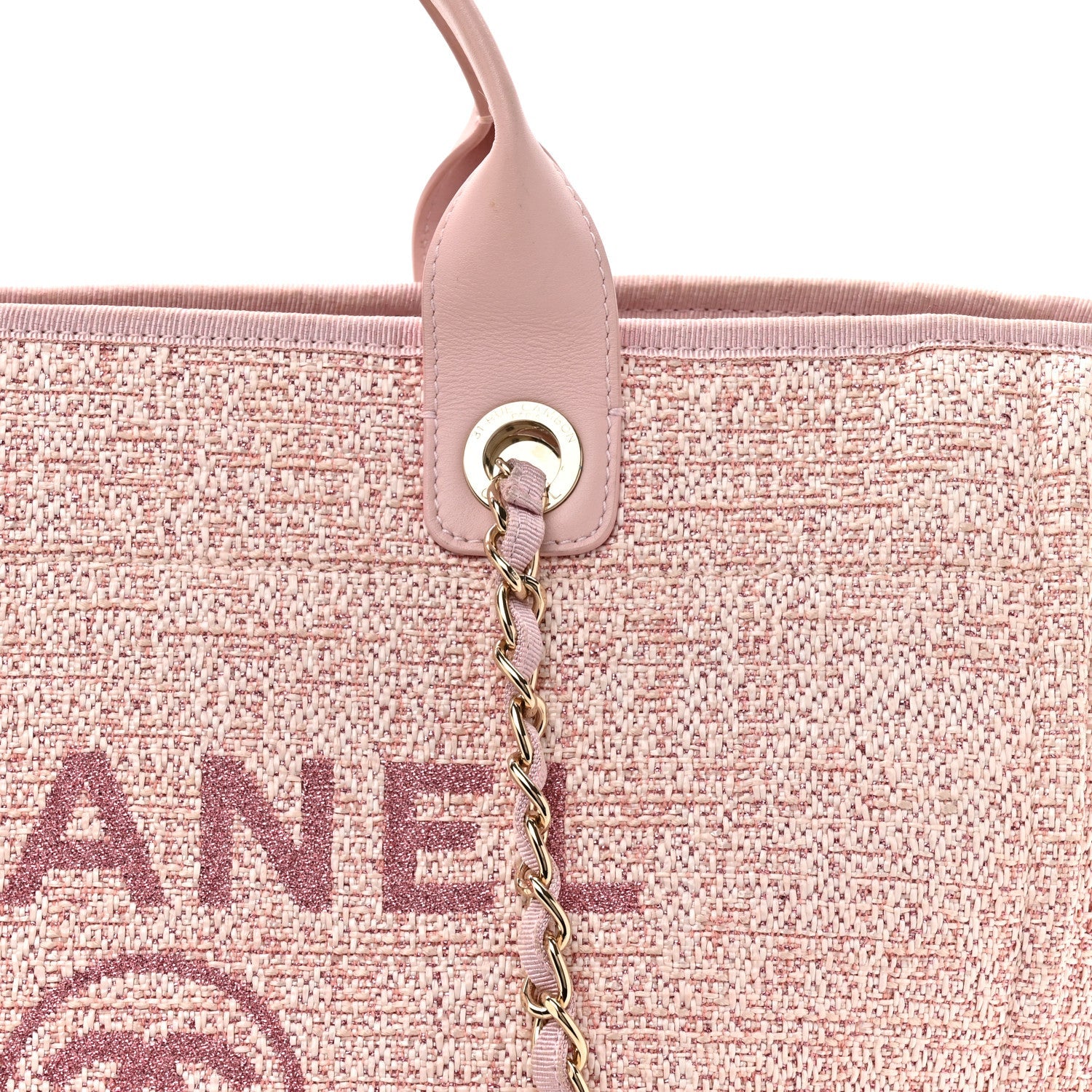 Lurex Boucle Deauville Medium Tote  Pink