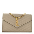 Grain De Poudre Matelasse Chevron Monogram Chain Wallet Dark Beige