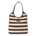 Canvas Calfskin Striped Ivy  Cacao Naturale