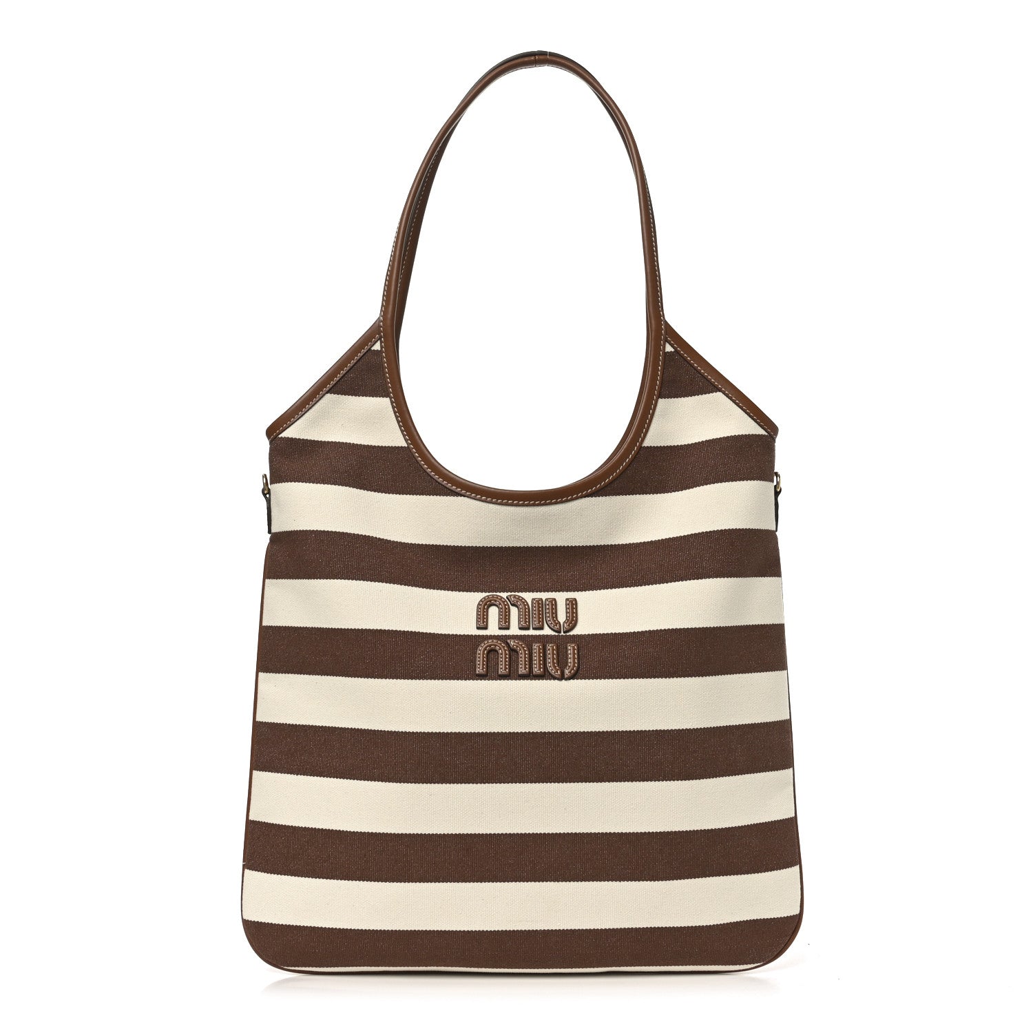 Canvas Calfskin Striped Ivy  Cacao Naturale
