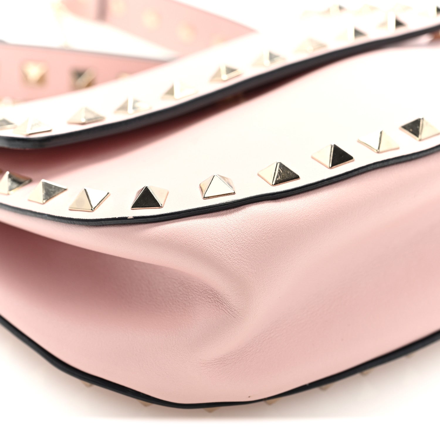 Vitello Rockstud Crossbody Saddle Bag Water Rose