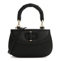 Boarded Dyana Lux Calfskin Web Monochrome Small Bamboo 1947 Top Handle Bag Black