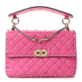 Nappa Medium Rockstud Spike Shoulder Bag Pink Orchid