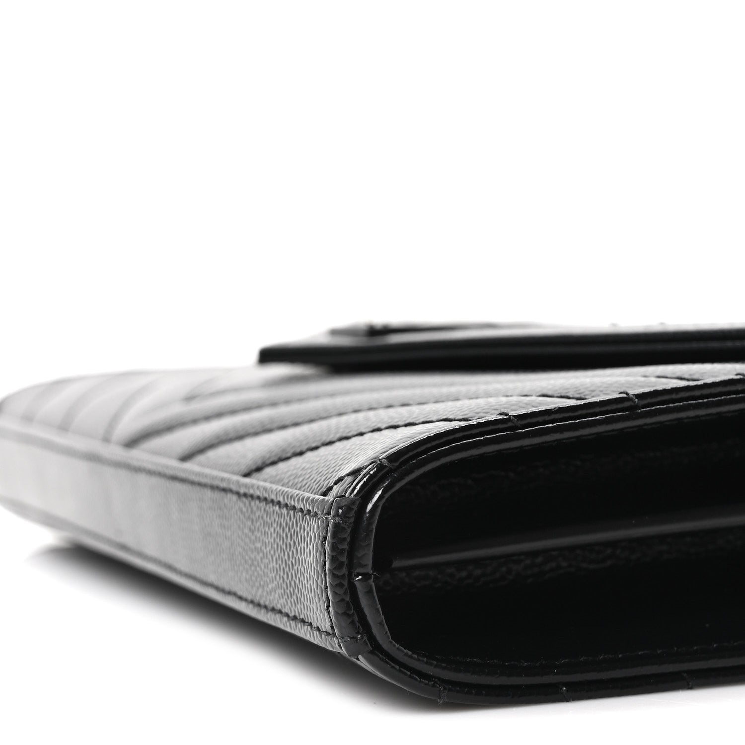 Grain De Poudre Matelasse Chevron Monogram Monochrome Chain Wallet Black