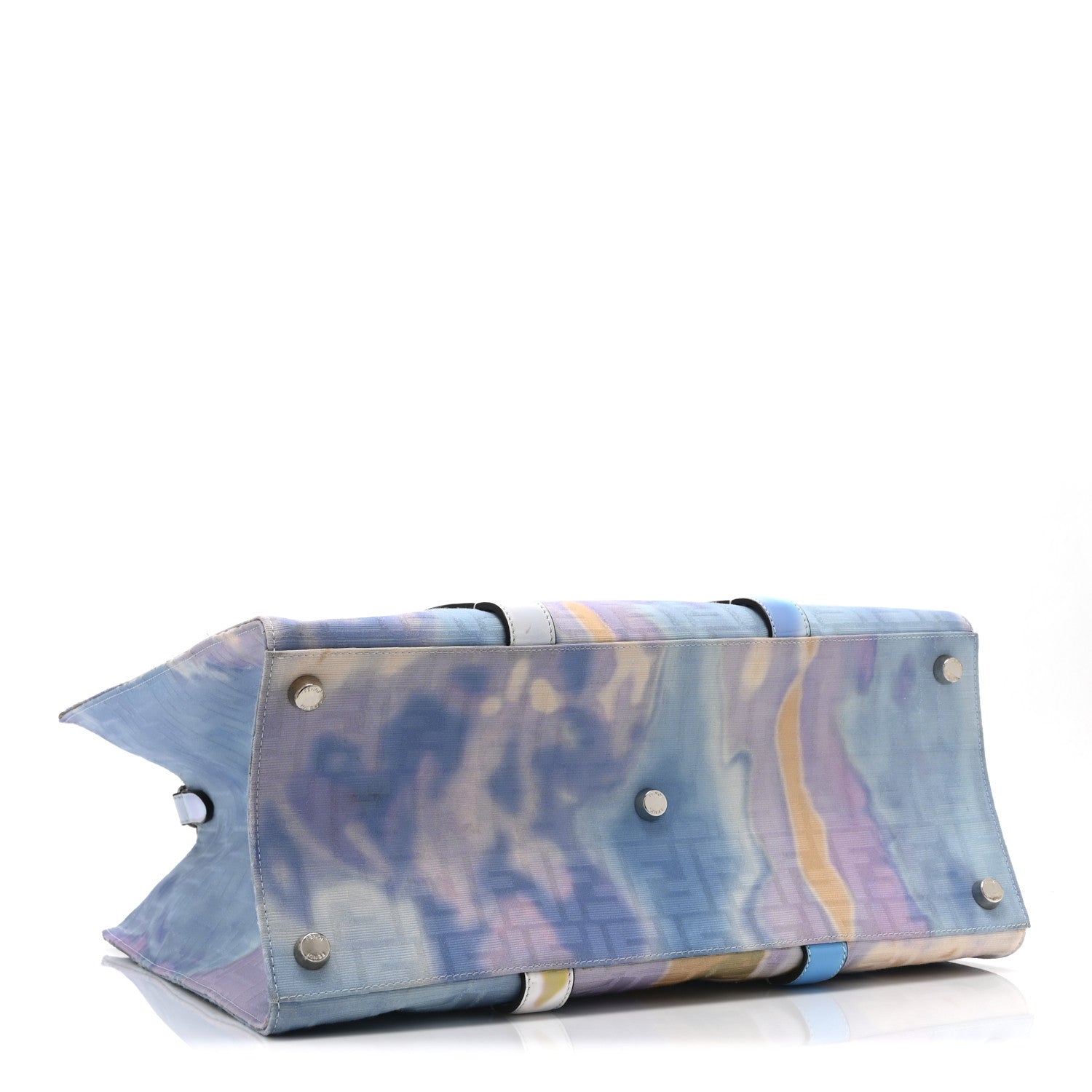 Fabric Jacquard FF Tie Dye Sunset Large Shopping Tote Light Blue Black