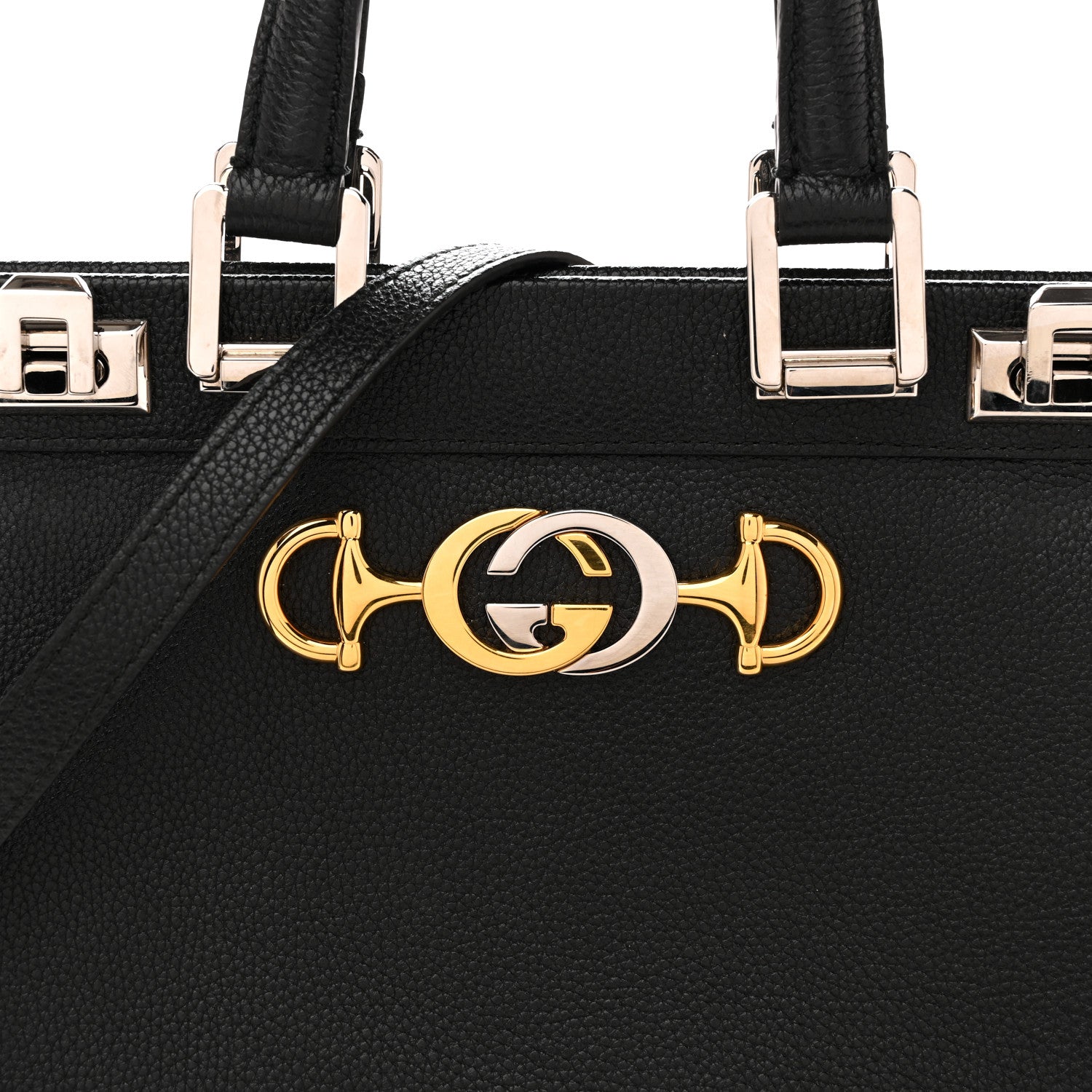 Grainy Calfskin Small Zumi Top Handle Bag Black