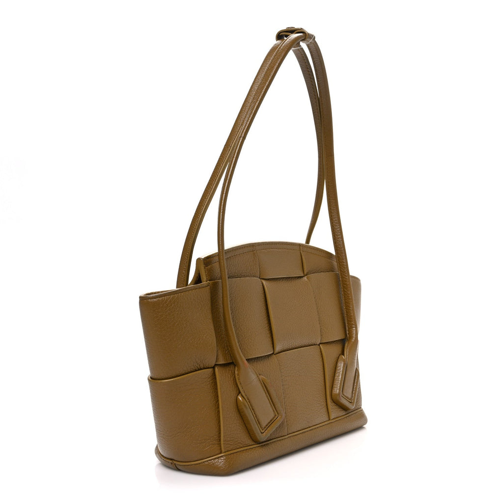 Grained Calfskin Maxi Intrecciato Small Arco Moutarde