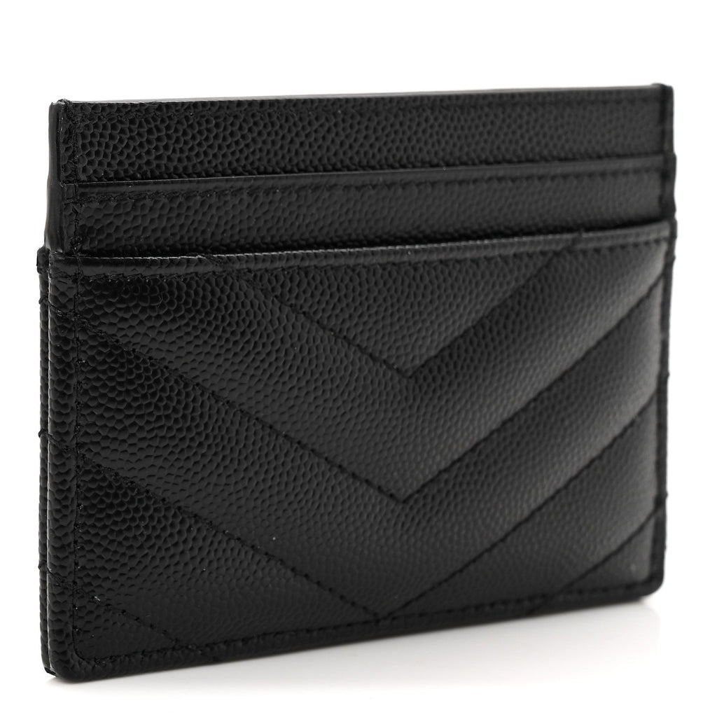Grain De Poudre Matelasse Chevron Monogram Credit  Case Black
