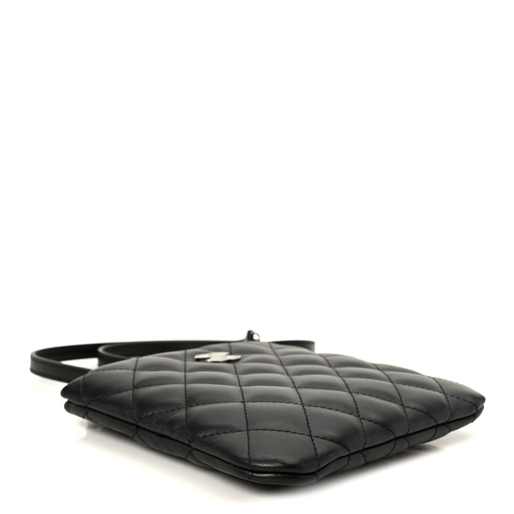 Lambskin Quilted Uniform Crossbody Bag Black