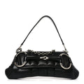 Nappa Vertical Matelasse Medium Maxi Horsebit Chain Shoulder Bag Black