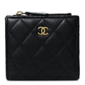 Caviar Quilted CC Zip Compact Wallet Black