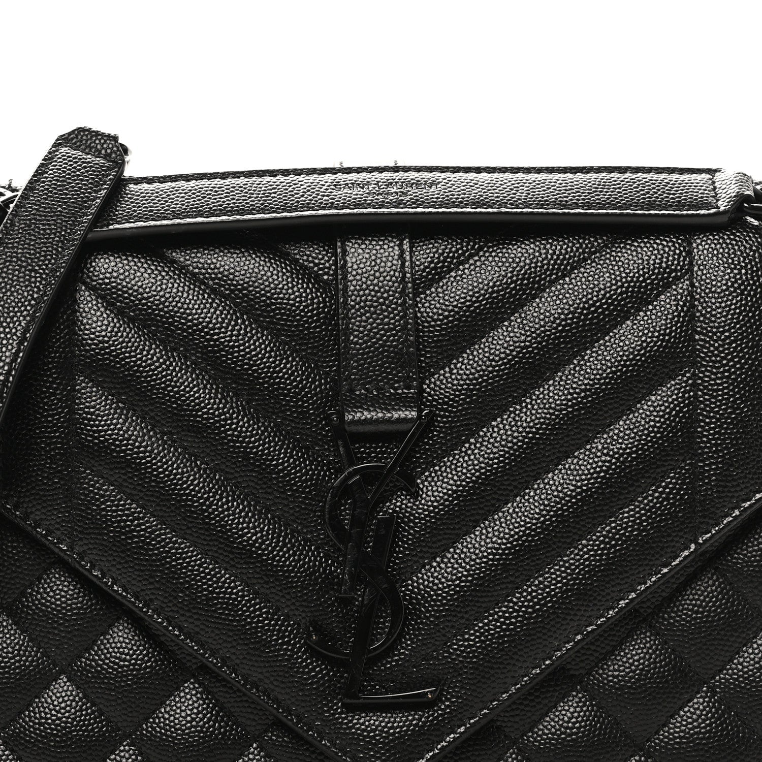 Grain De Poudre Textured Mixed Matelasse Triquilt Medium Monogram Monochrome Satchel Black