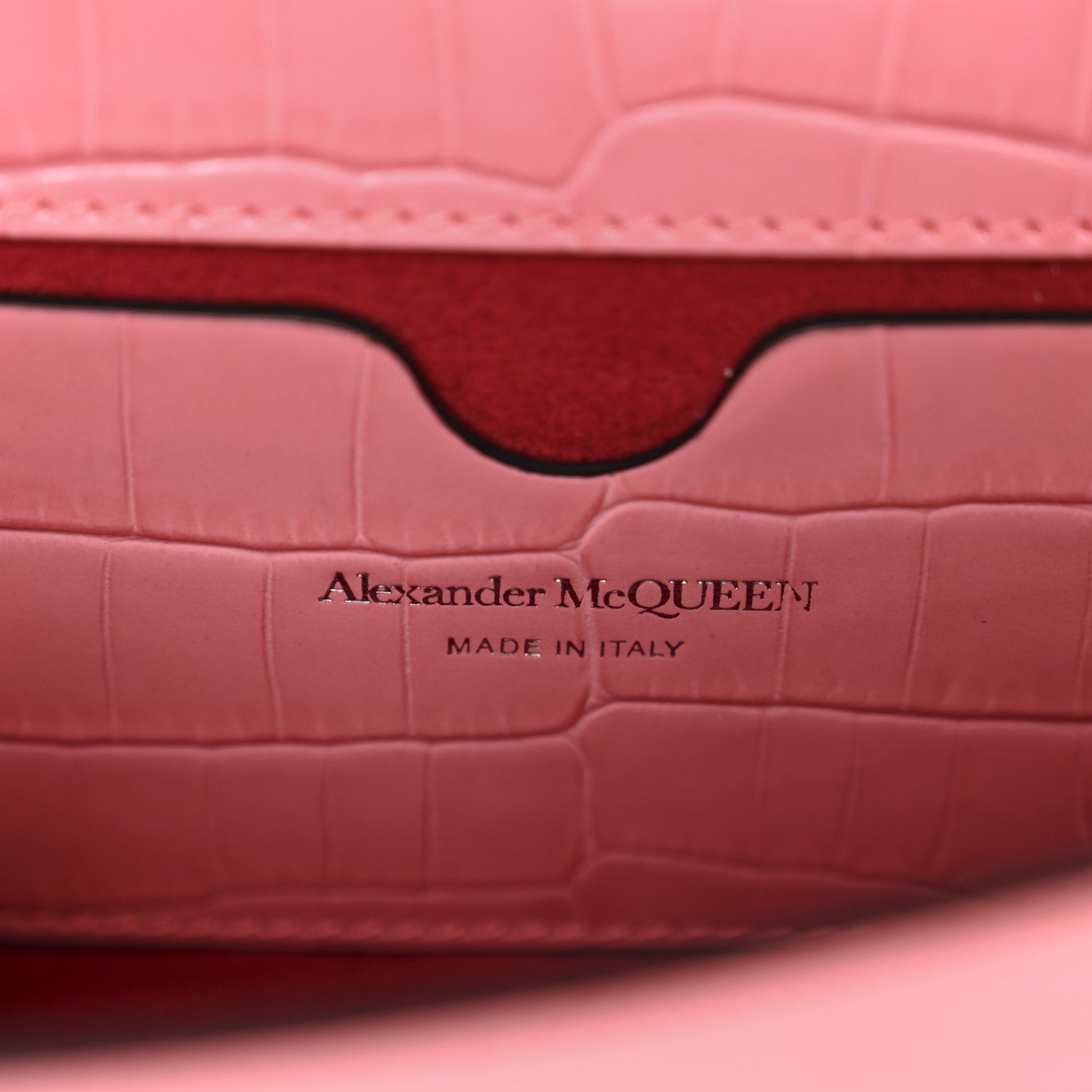 Calfskin Crocodile Embossed Mini Jeweled Knuckle Satchel Pink