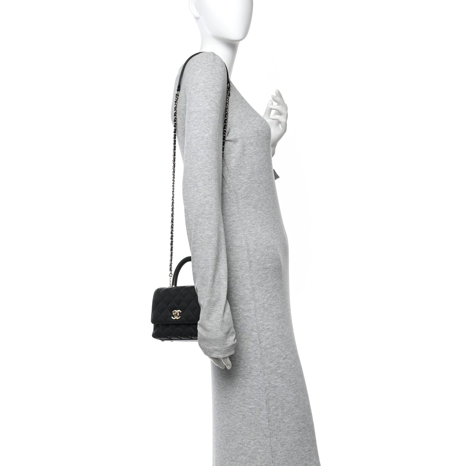 Caviar Quilted Extra Mini Coco Handle Flap Black