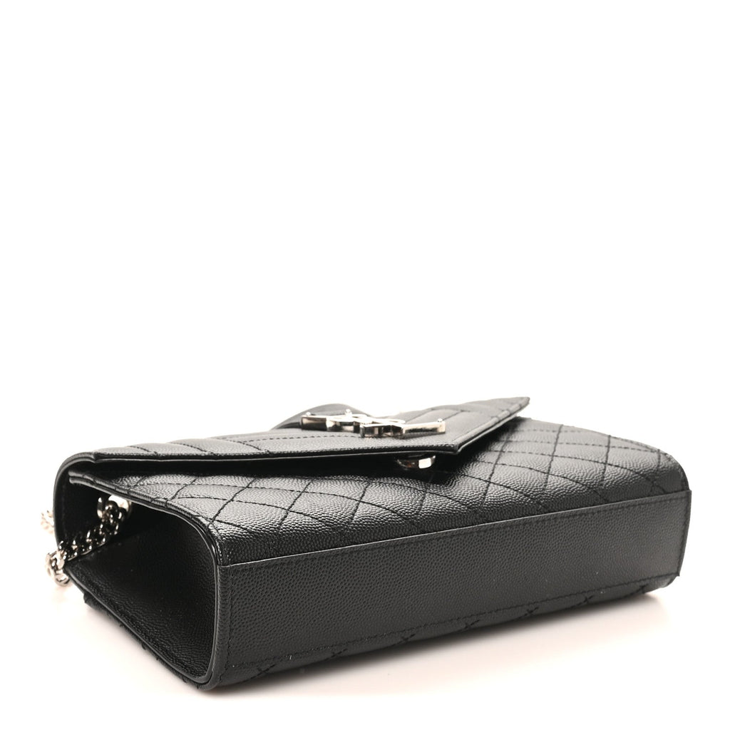 Grain De Poudre Textured Mixed Matelasse Triquilt Small Monogram Satchel Black