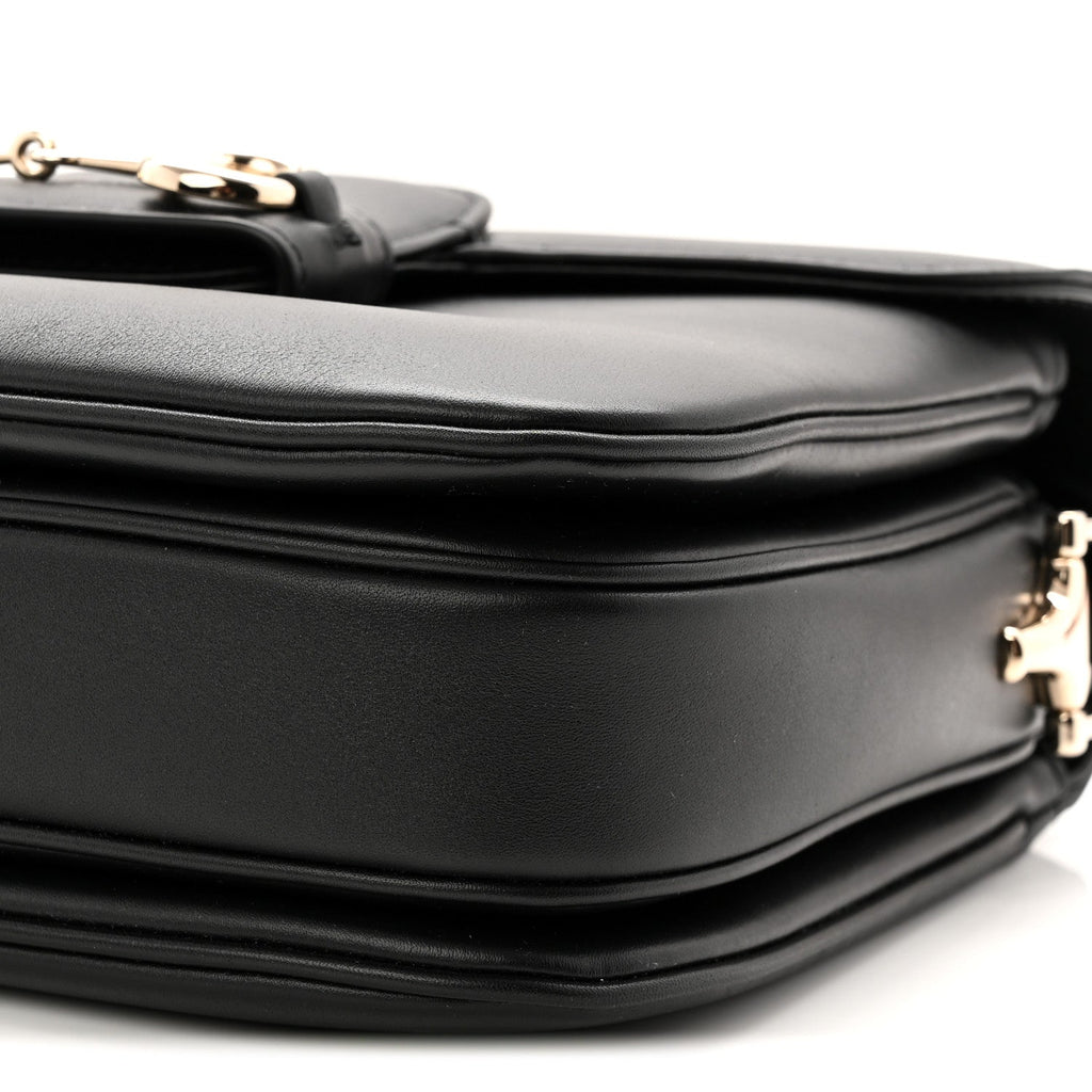 Ciny Lux Calfskin Horsebit 1955 Soft Small Shoulder Bag Black