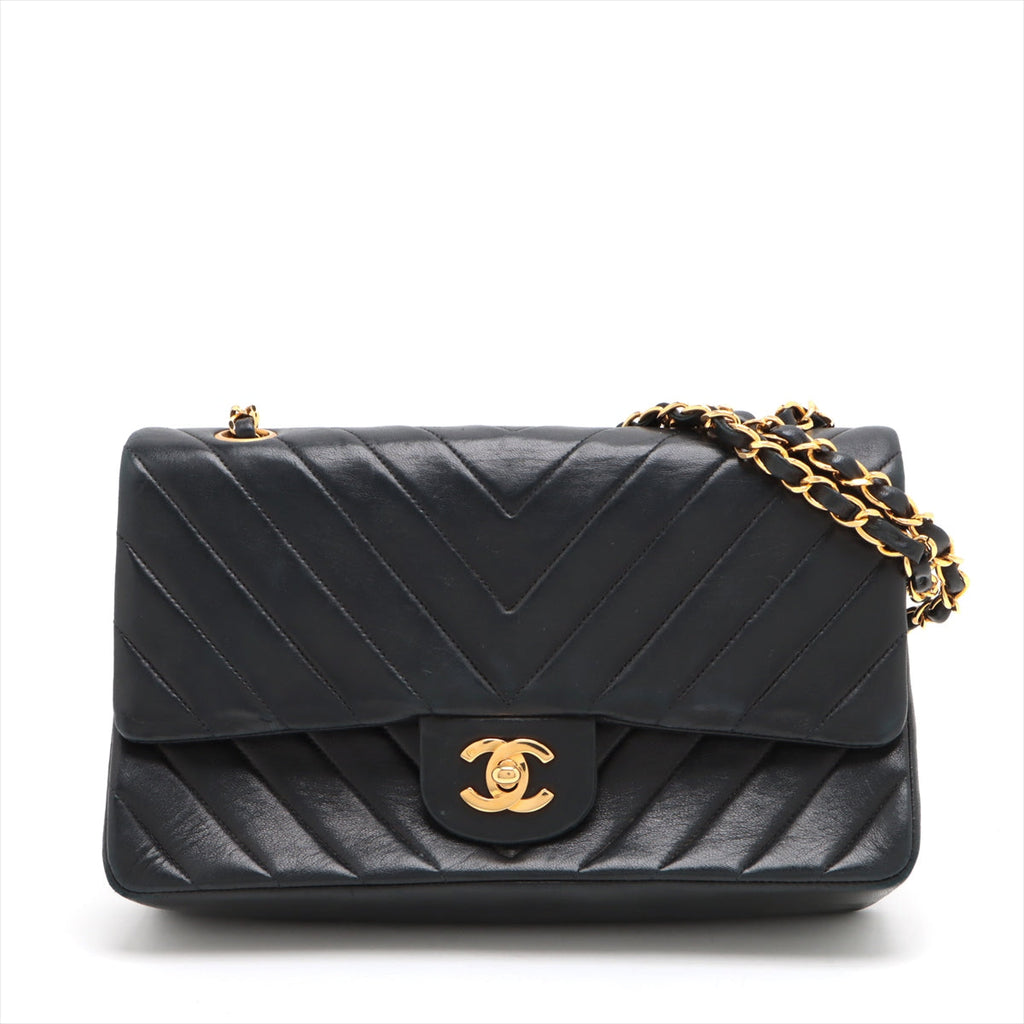 Chanel Vintage Medium/Large M/LClassic Flap Chevron Lambskin Black