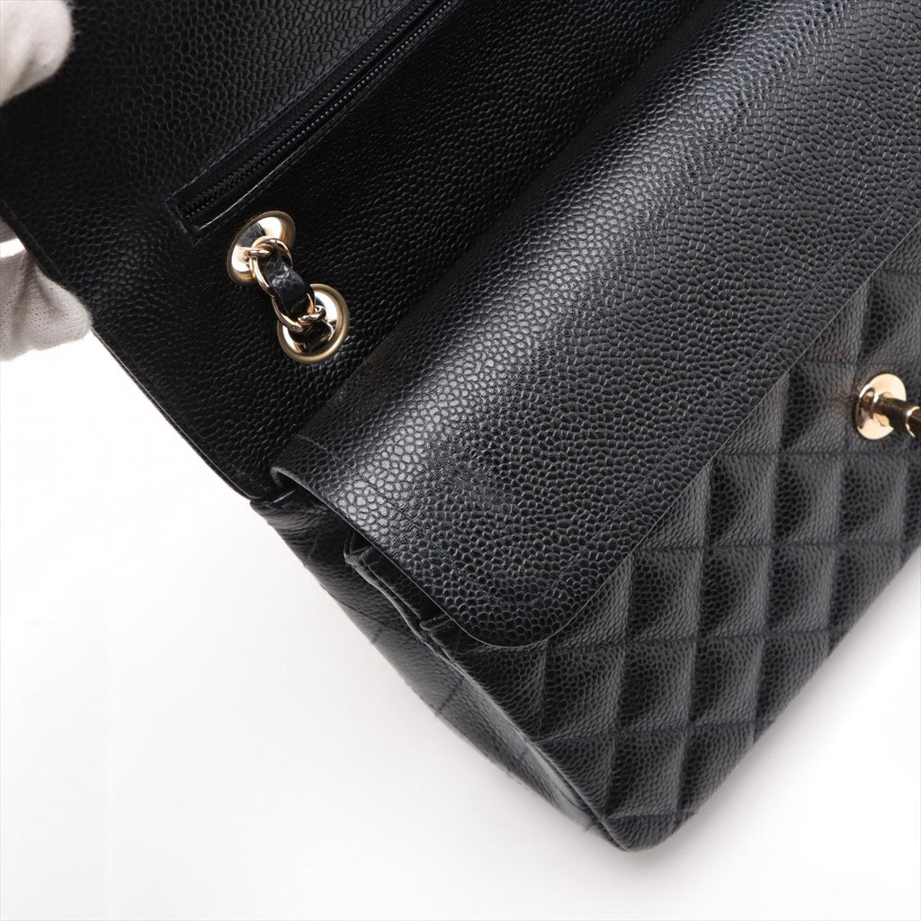 Chanel Classic Flap Medium/Large 24k gold plated Caviar Black- Series 7
