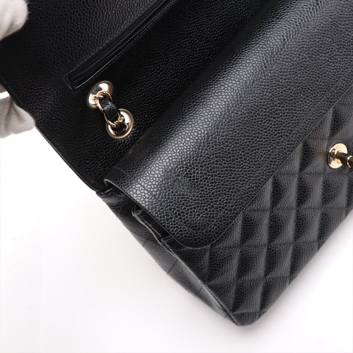 Chanel Classic Flap Medium/Large 24k gold plated Caviar Black- Series 7