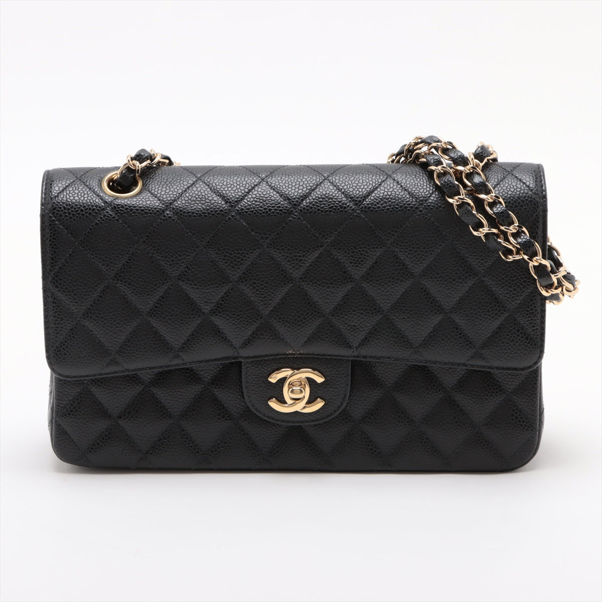 Chanel Classic Flap Medium/Large 24k gold plated Caviar Black- Series 7