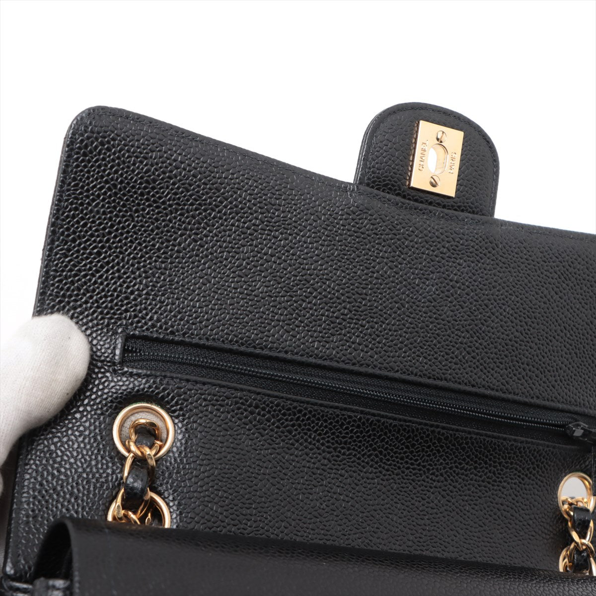 Chanel Classic Flap Medium/Large 24k gold plated Caviar Black - Series 7