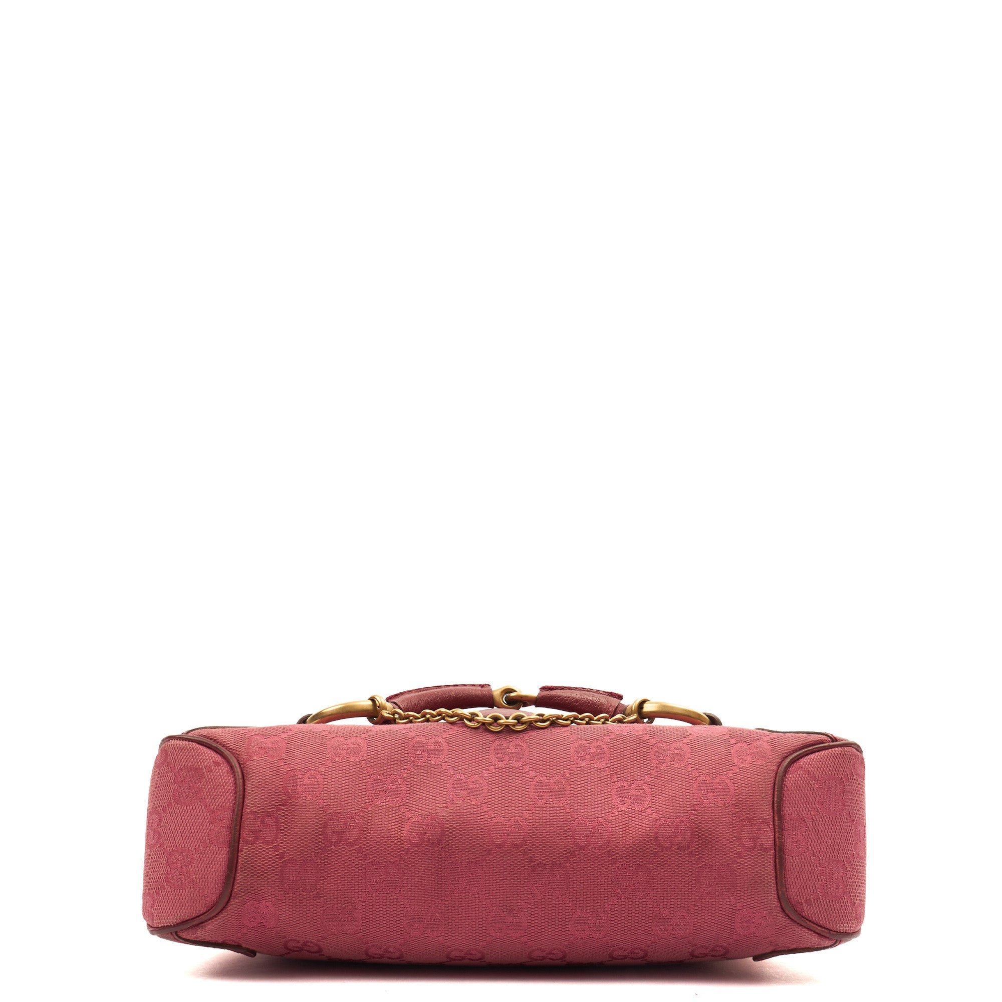 Gucci Shoulder Bag Horsebit Chain Shoulder Bag in Pink, GG Canvas