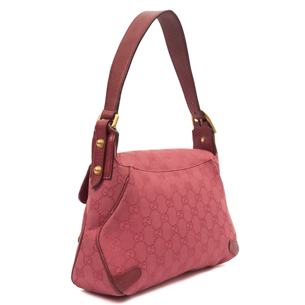 Gucci Shoulder Bag Horsebit Chain Shoulder Bag in Pink, GG Canvas