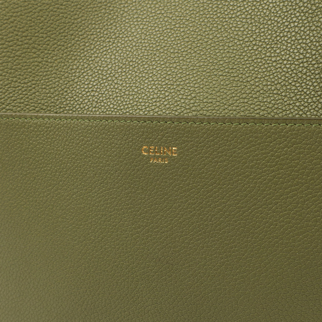 Celine Tote Sangle Seau in Green, Box Calfskin