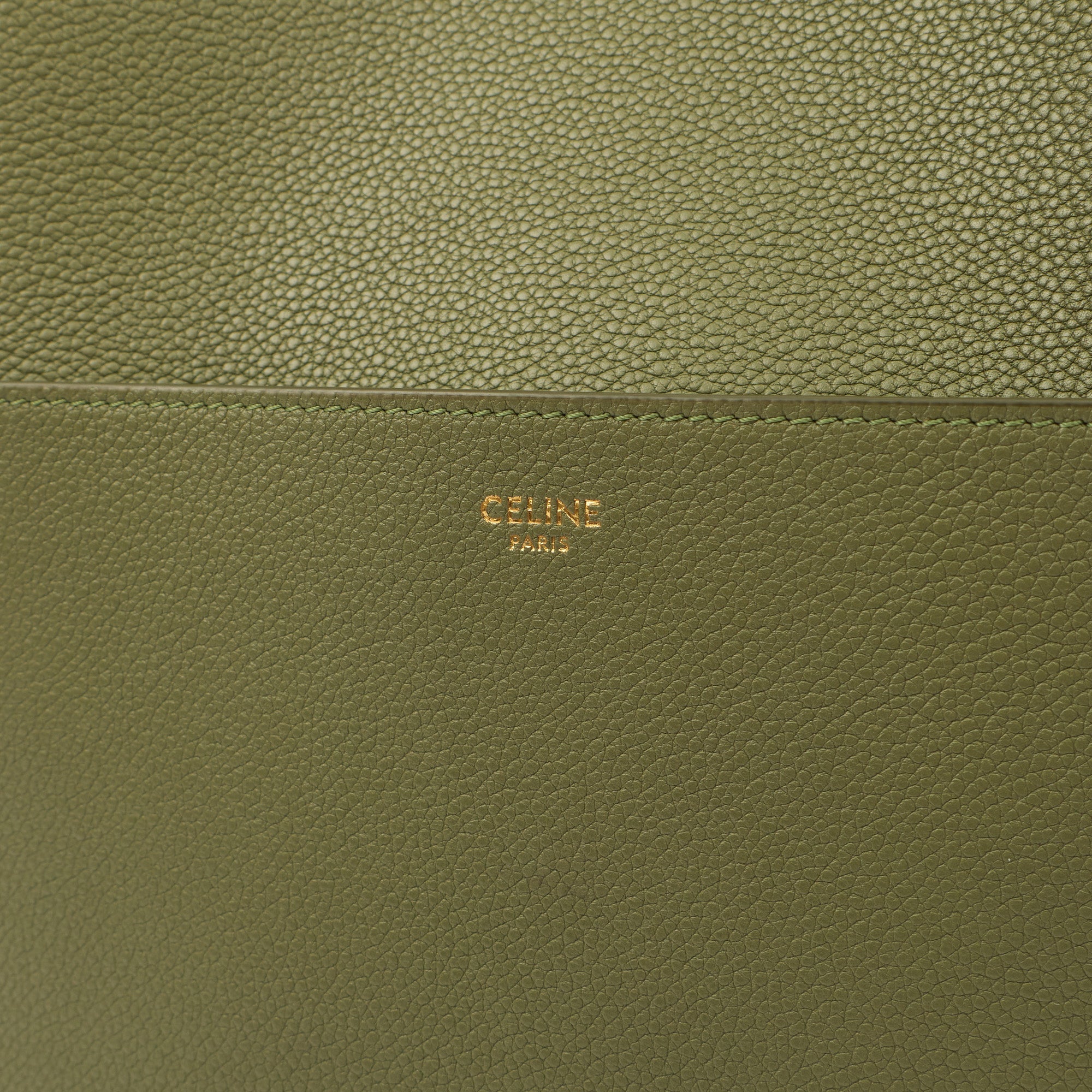 Celine Tote Sangle Seau in Green, Box Calfskin