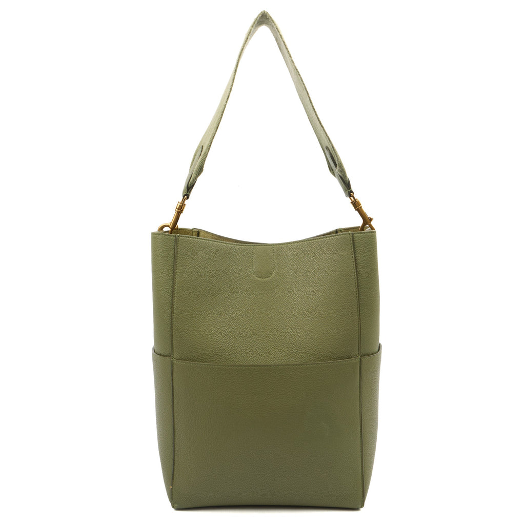 Celine Tote Sangle Seau in Green, Box Calfskin