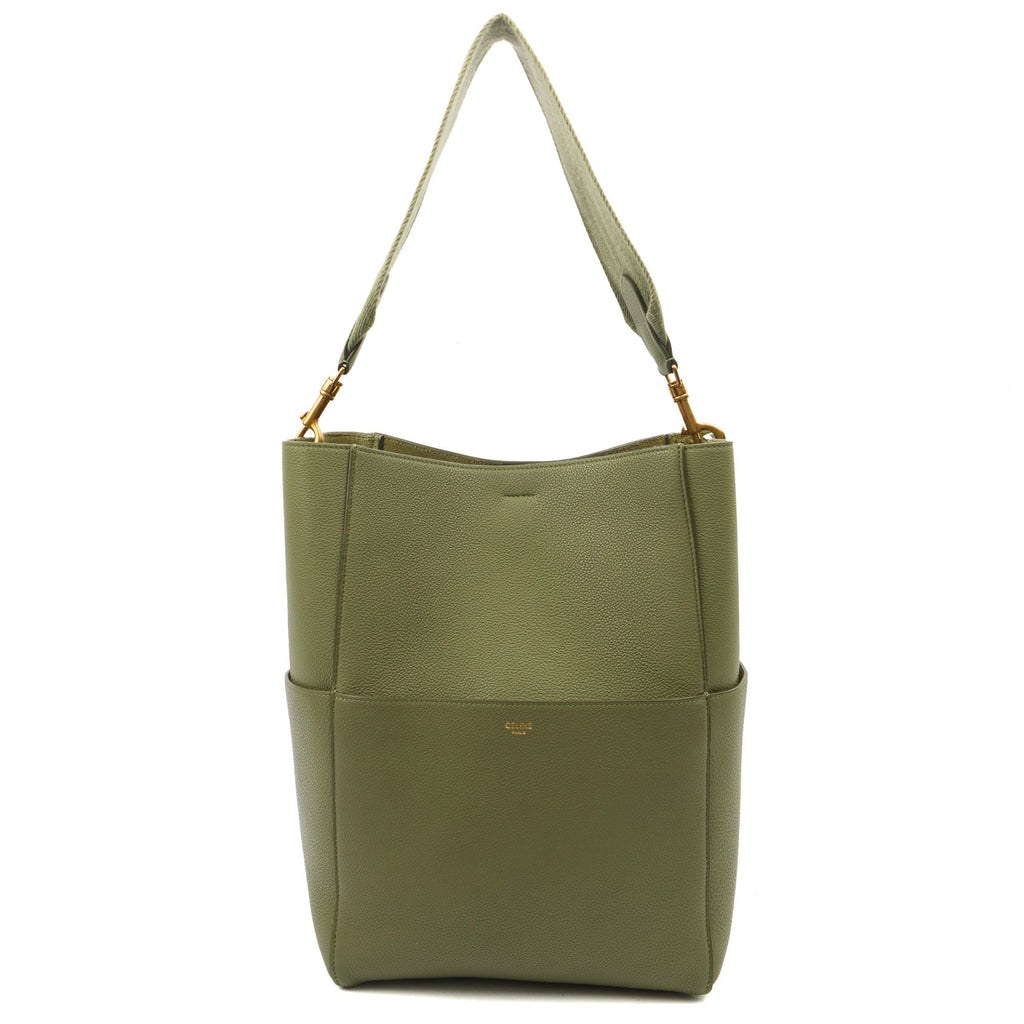 Celine Tote Sangle Seau in Green, Box Calfskin