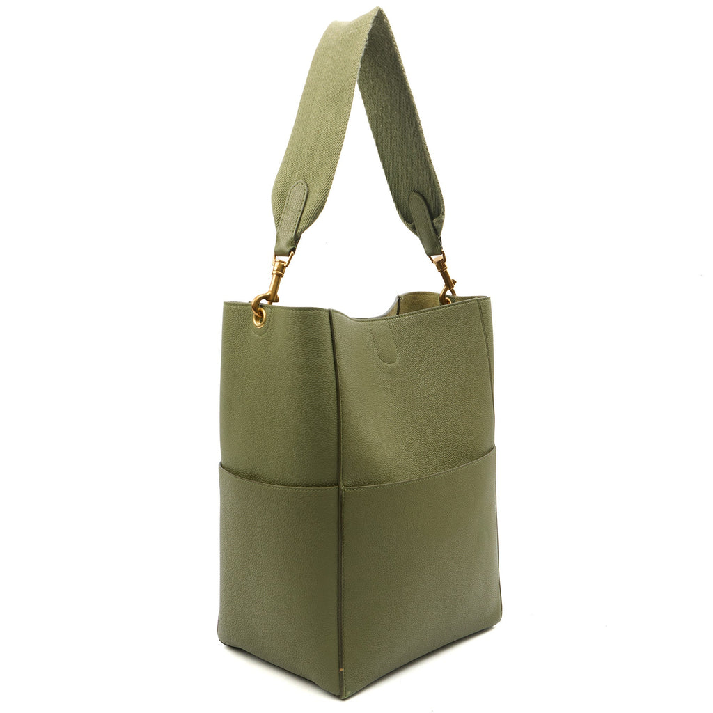 Celine Tote Sangle Seau in Green, Box Calfskin