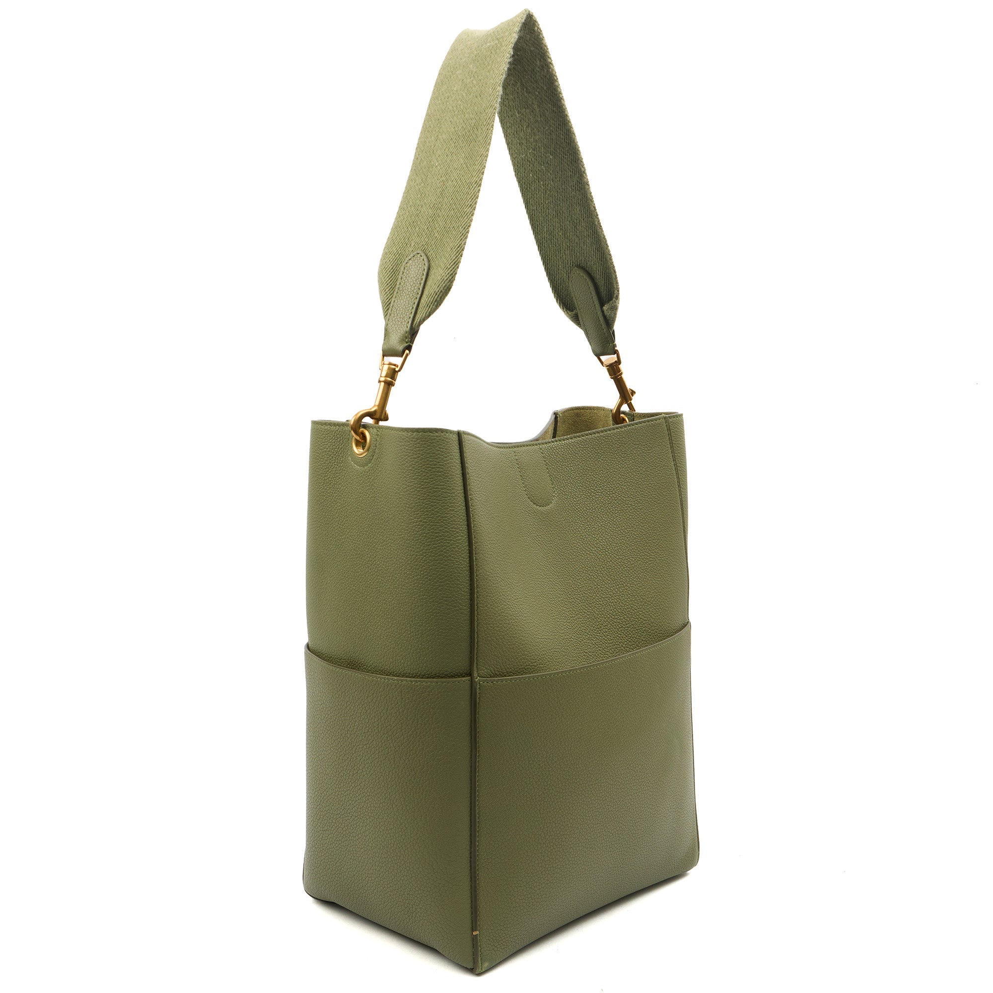 Celine Tote Sangle Seau in Green, Box Calfskin