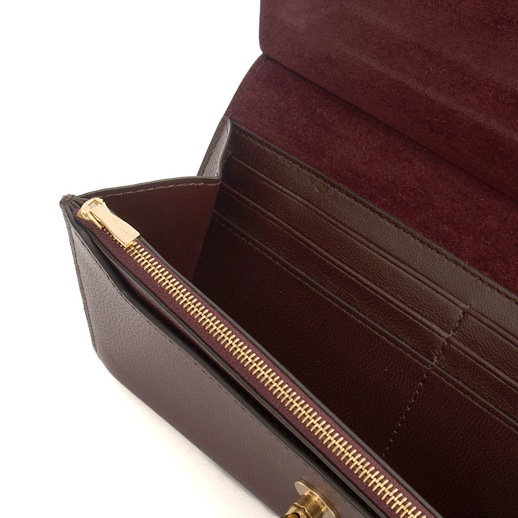 Mulberry Wallet Amberley Clutch in Oxblood, Calfskin Leather