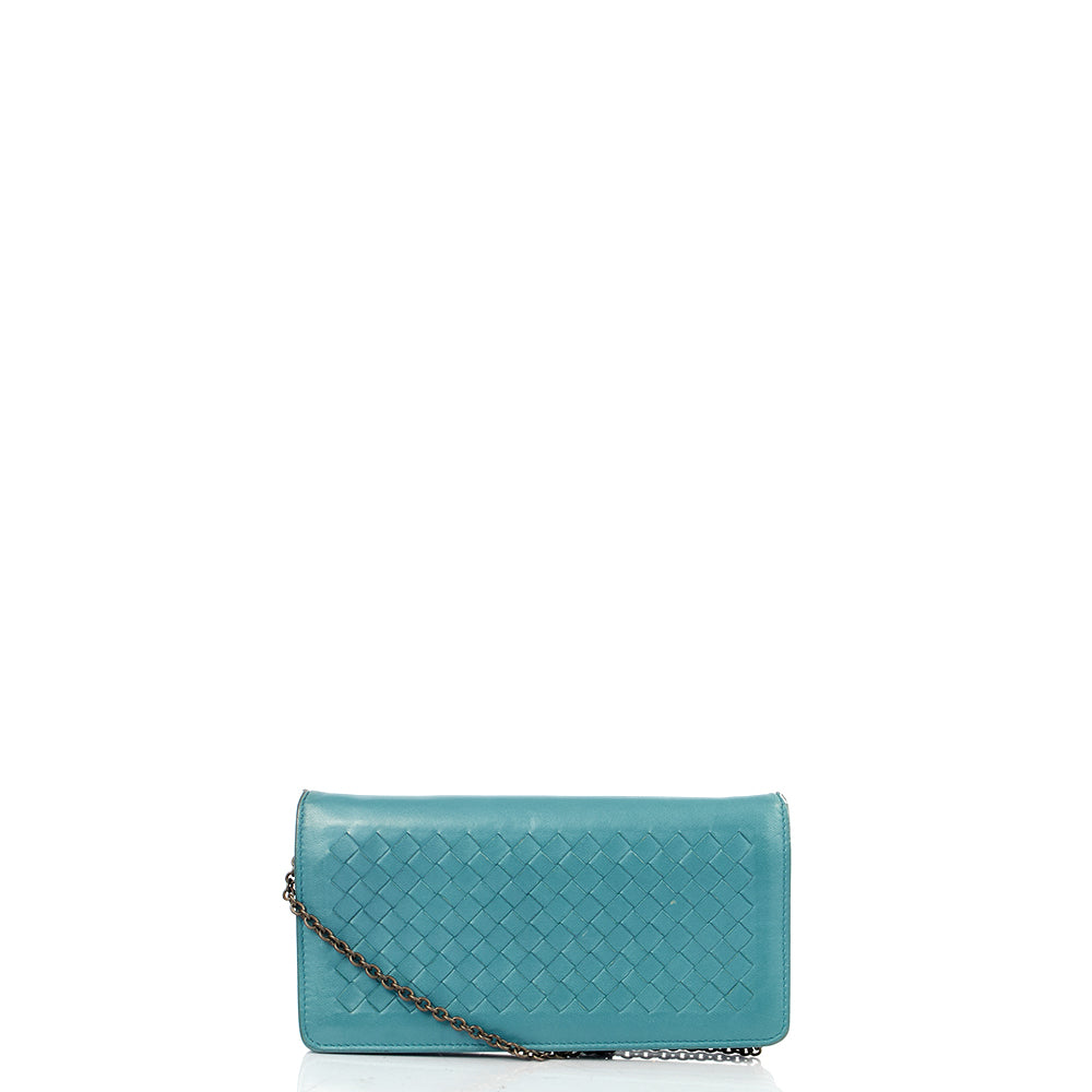 Bottega Veneta Cross Body Intrecciato Crossbody in Blue, Intrecciato Nappa