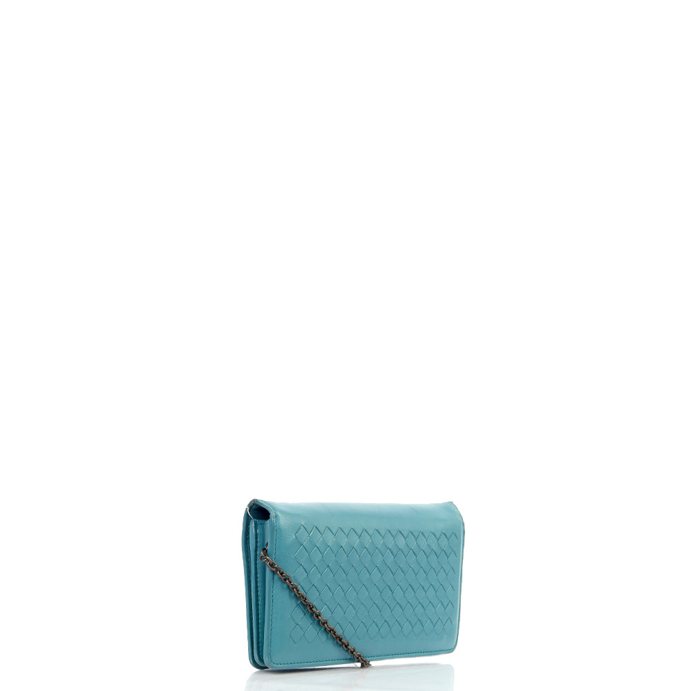 Bottega Veneta Cross Body Intrecciato Crossbody in Blue, Intrecciato Nappa