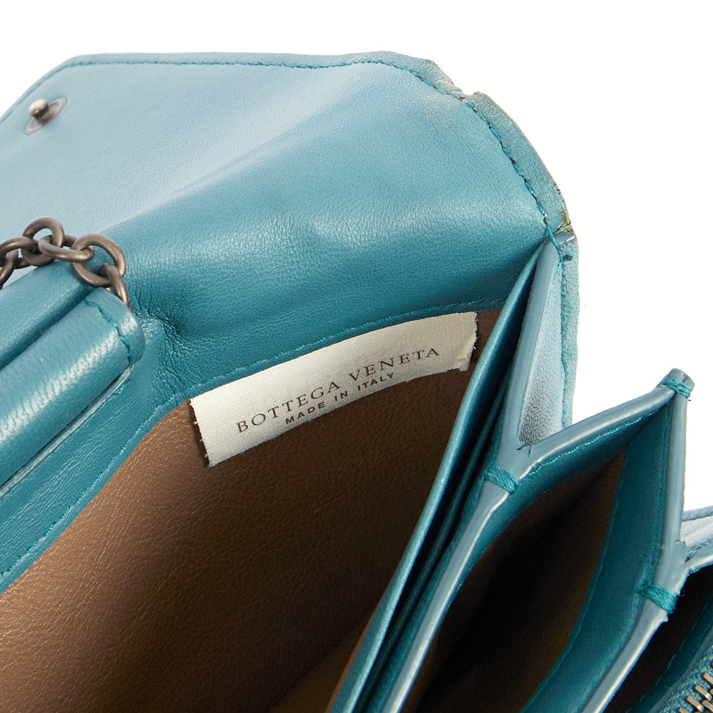 Bottega Veneta Cross Body Intrecciato Crossbody in Blue, Intrecciato Nappa
