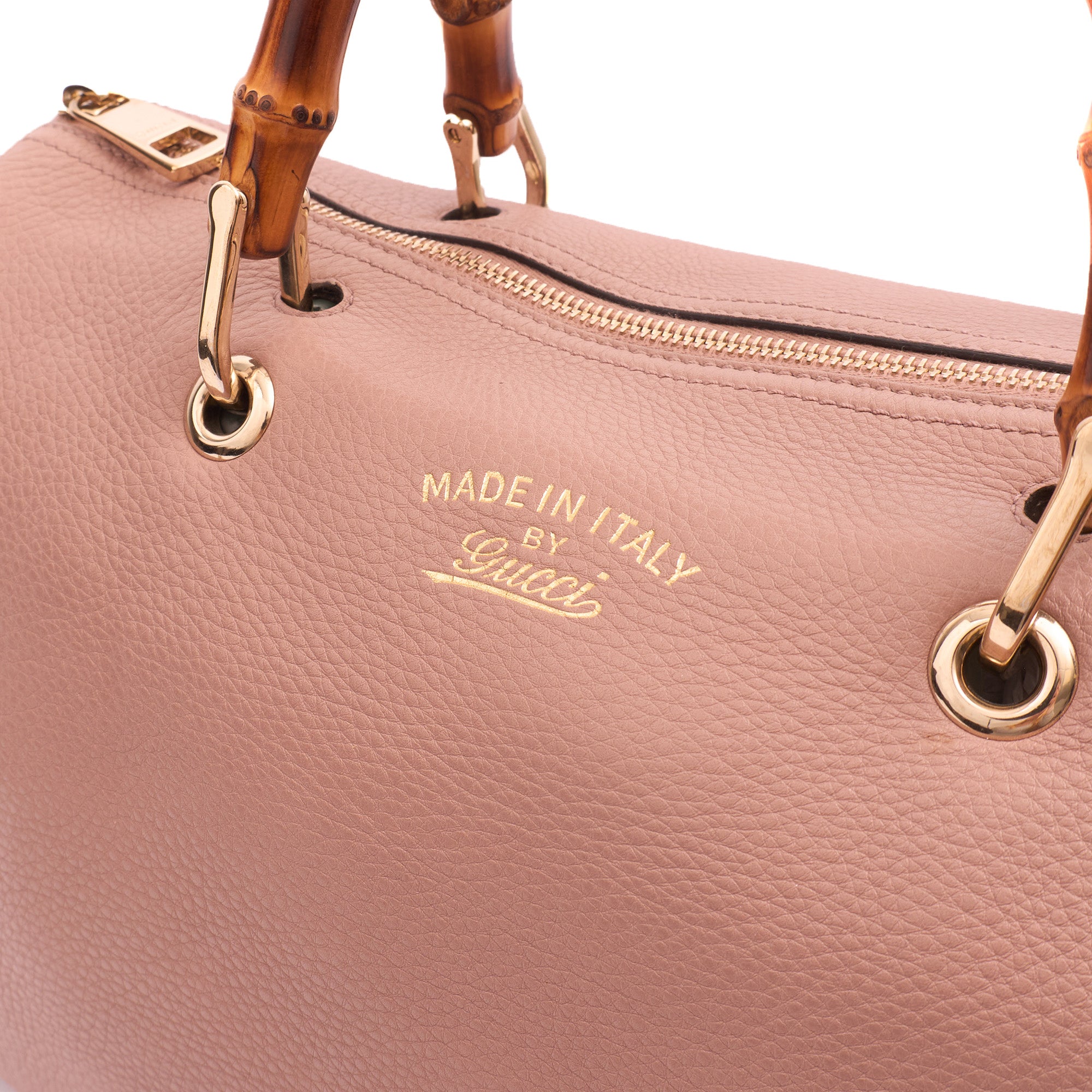 Gucci Top Handle Bamboo Shopper  in Pink, Leather