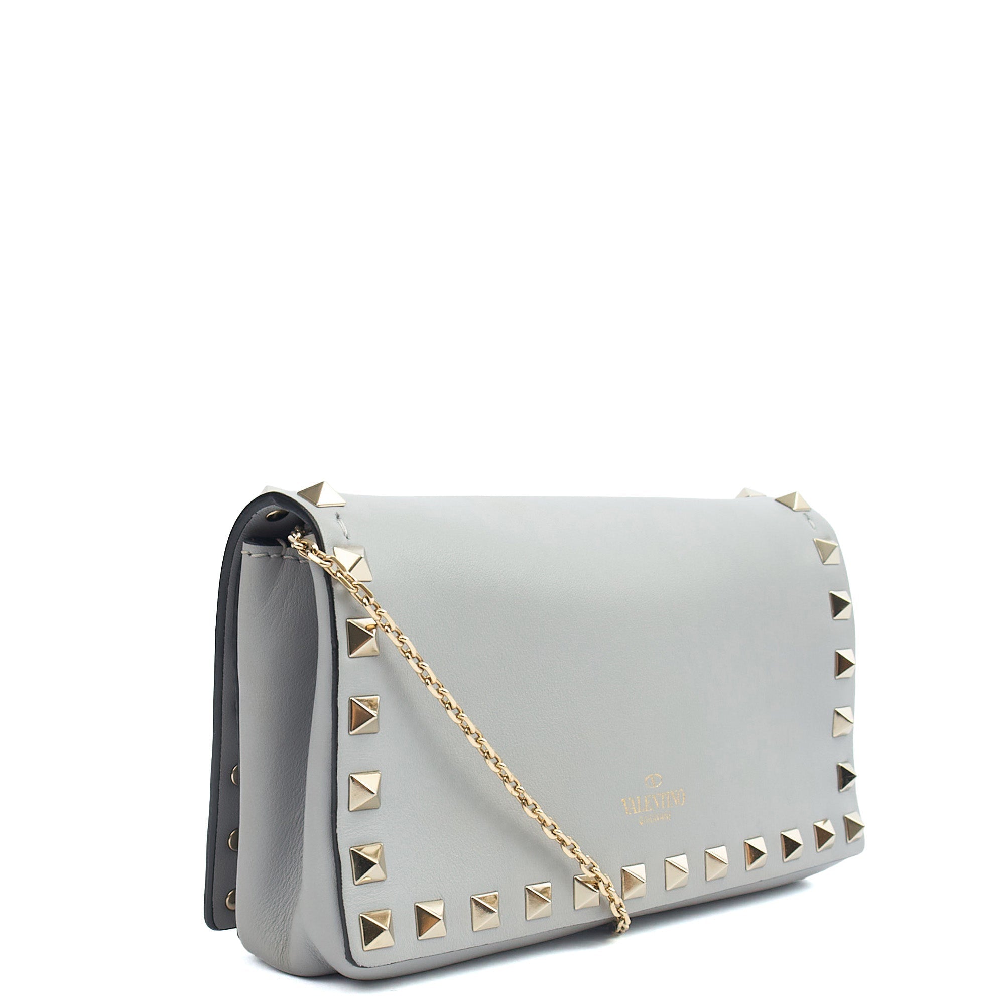 Valentino Cross Body Rockstud Crossbody Bag - Small in Grey, Calfskin