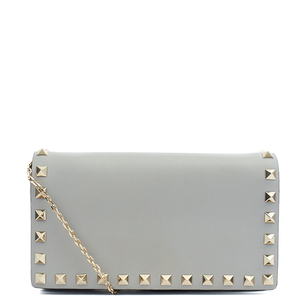 Valentino Cross Body Rockstud Crossbody Bag - Small in Grey, Calfskin