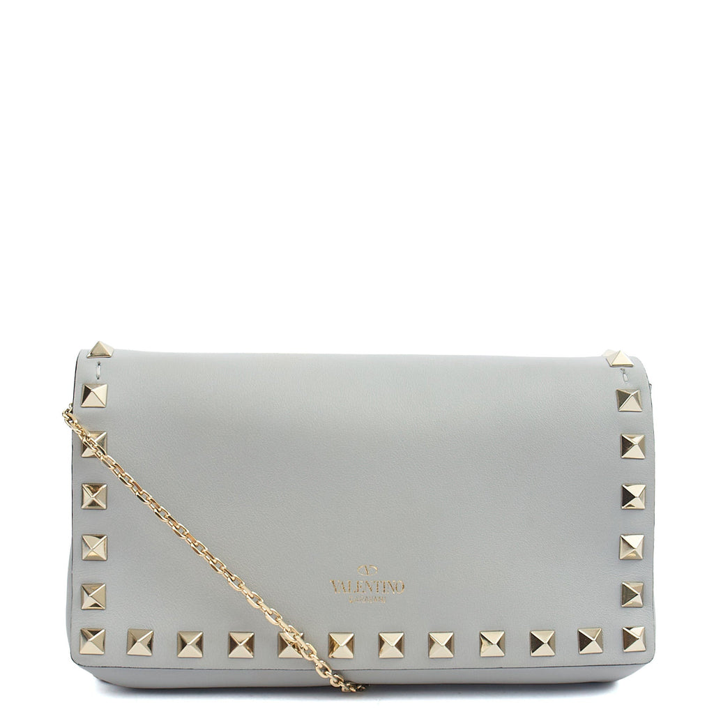 Valentino Cross Body Rockstud Crossbody Bag - Small in Grey, Calfskin