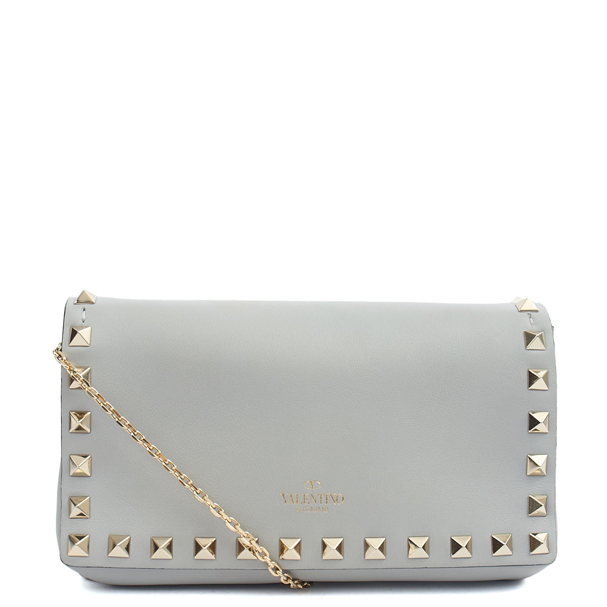 Valentino Cross Body Rockstud Crossbody Bag - Small in Grey, Calfskin