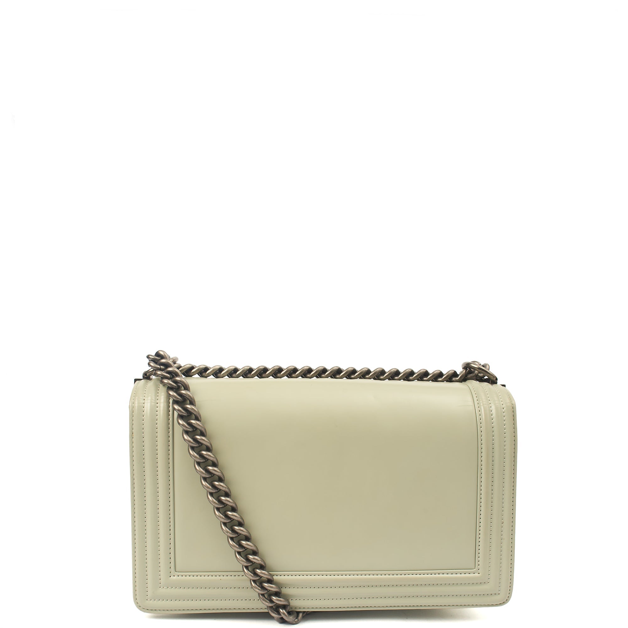 Chanel Shoulder Bag Boy - Medium in Grey, Patent Leather