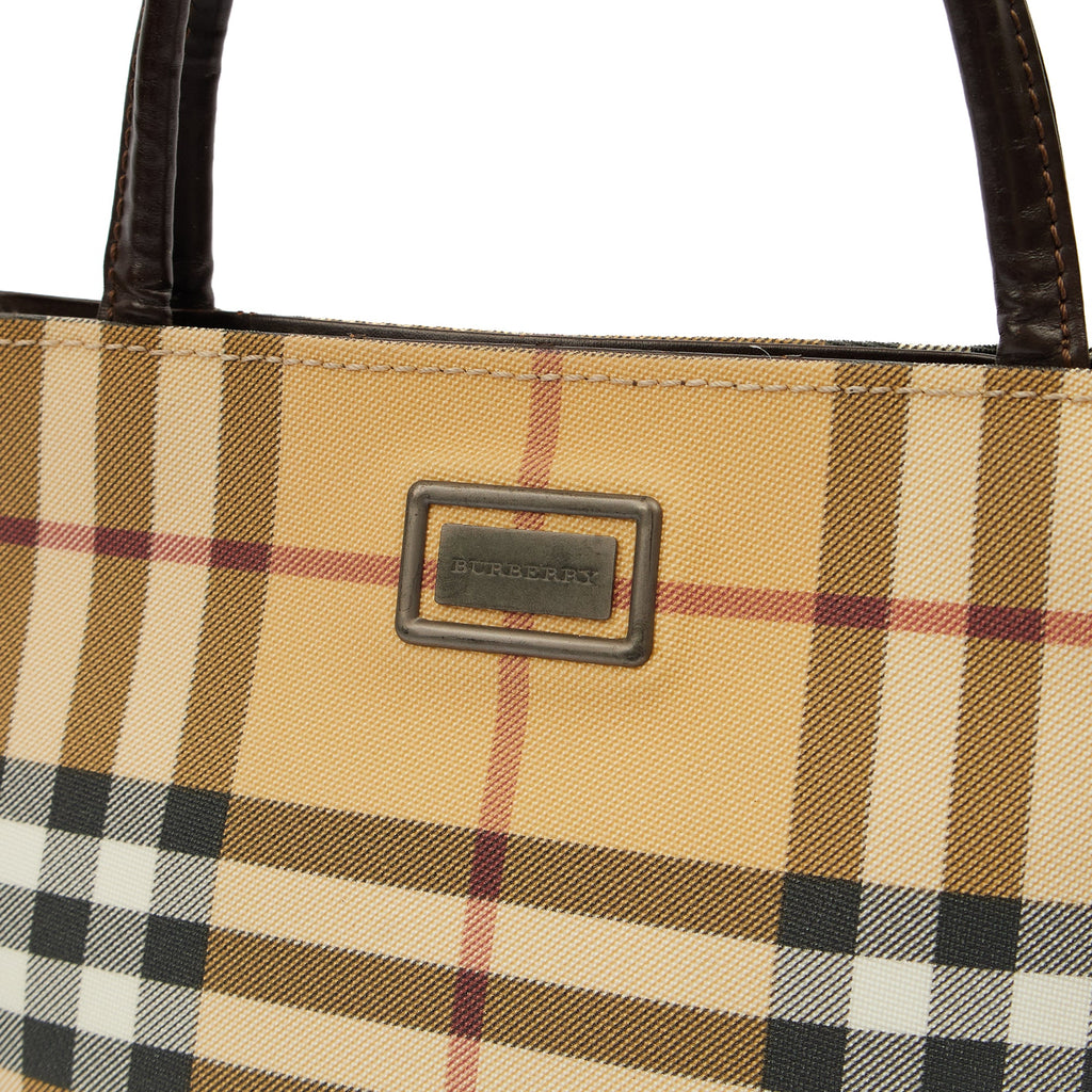 Burberry Tote Check Tote in Brown, Leather
