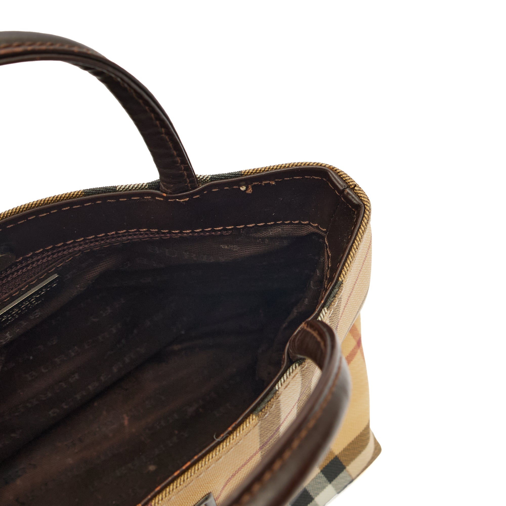Burberry Tote Check Tote in Brown, Leather